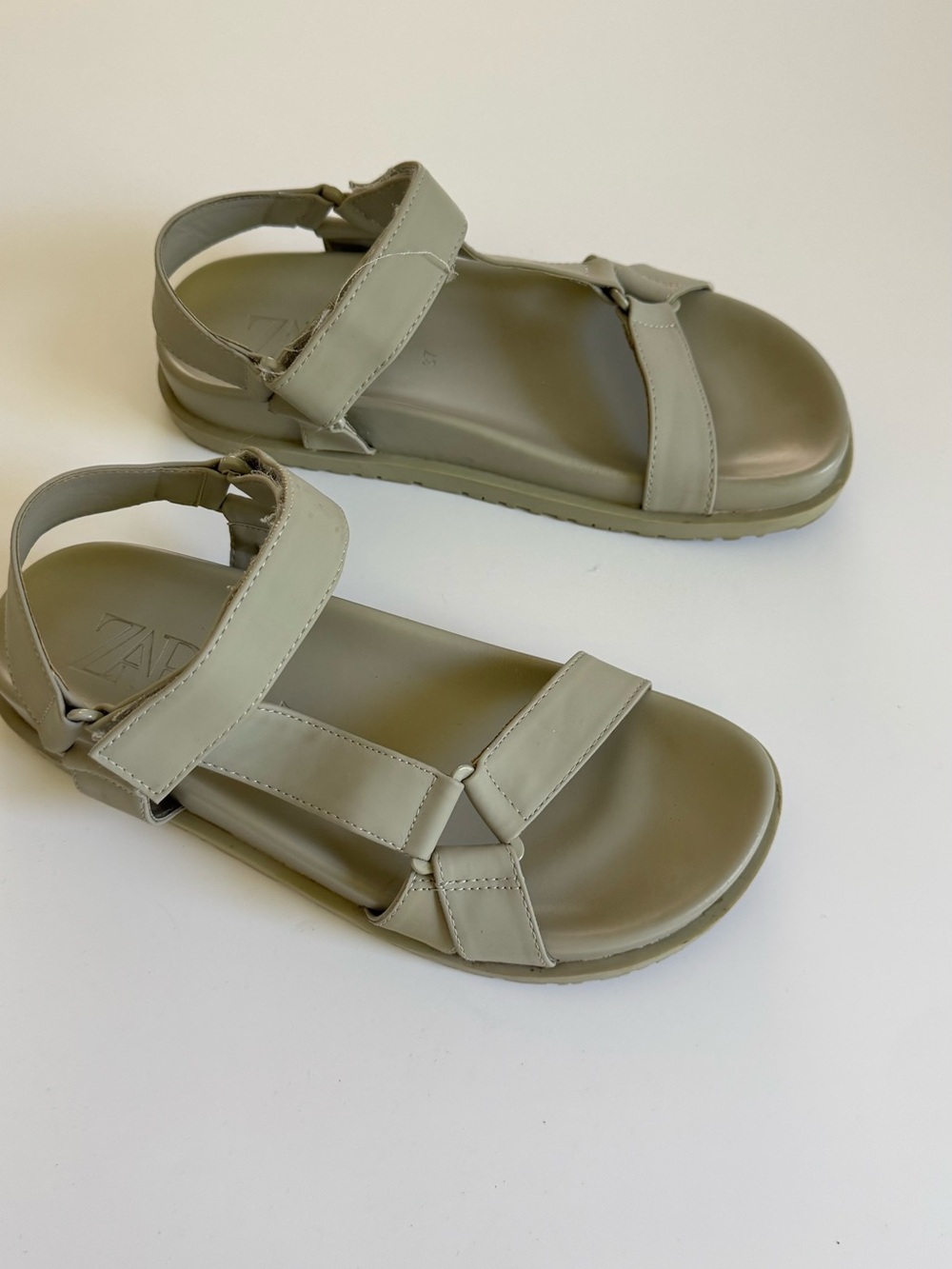 Zara Olive Strappy Open-Toe Comfort Sandals